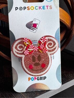 Rose Gold Glitter Gingerbread Minnie Popsocket Phone Grip